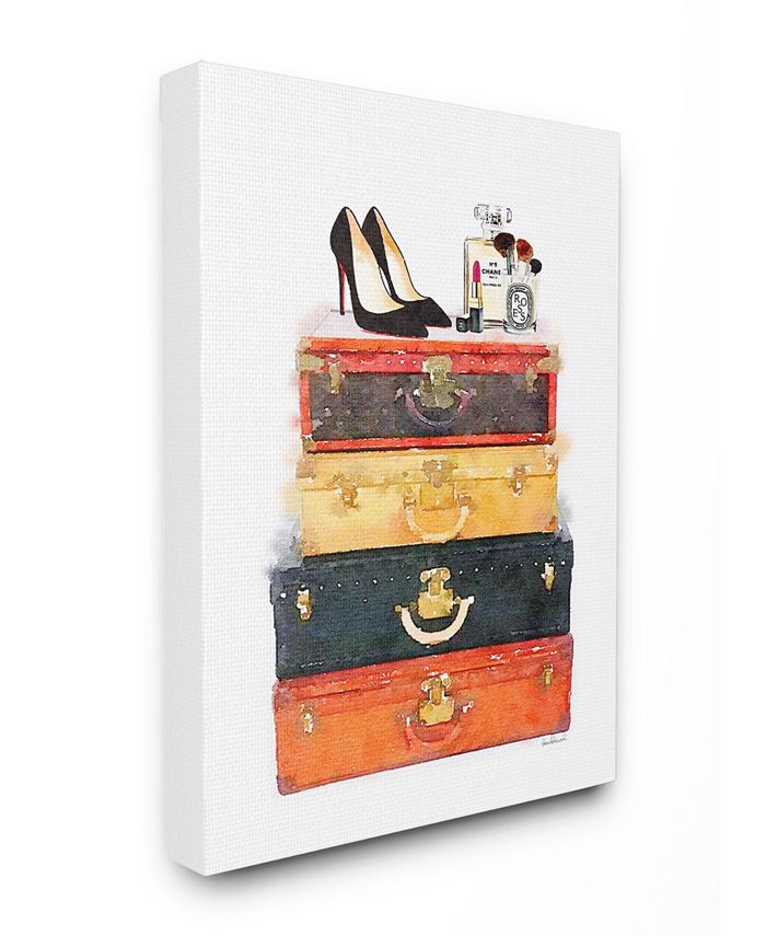 Stupell Industries Luggage Stack Shoes and Makeup Canvas Wall Art, 24 ...