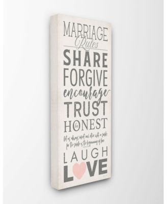 Marriage Rules Laugh And Love Canvas Wall Art, 13" x 30"