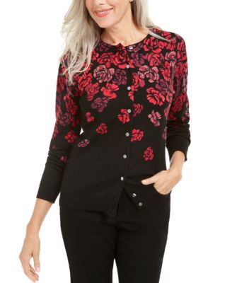 Karen Scott Serenity Floral-Print Cardigan, Created For Macy's - Macy's