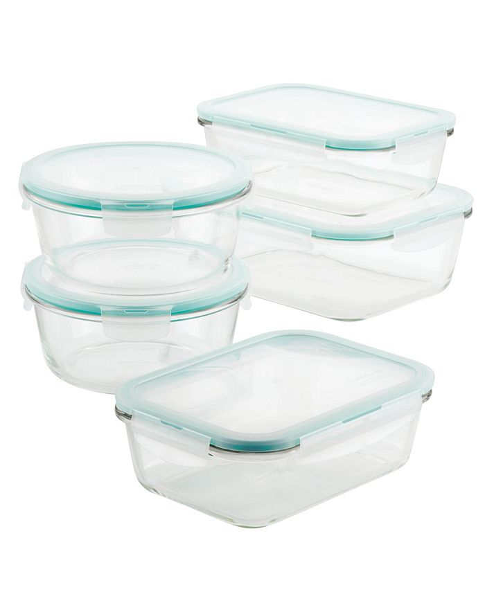 at Home 6-Piece Rectangle Glass Food Storage Set with Locking Lids