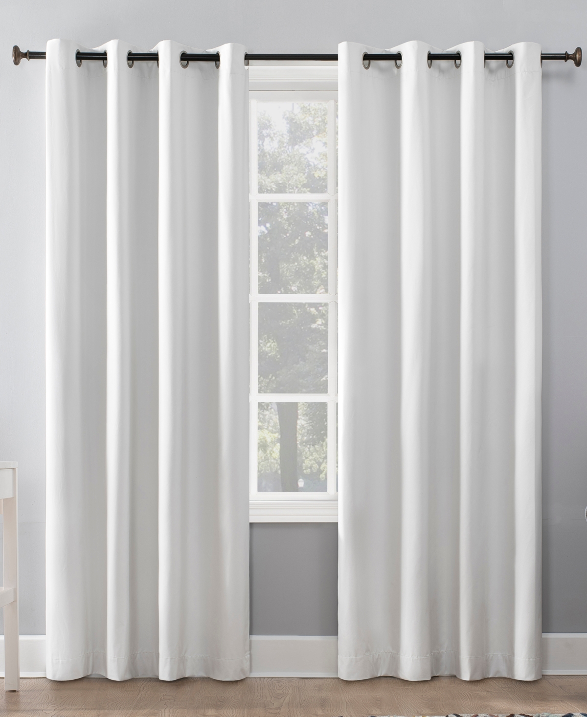 Sun Zero Duran Thermal Insulated Blackout Grommet Curtain Panel, 108" L X 50" W In Winter White
