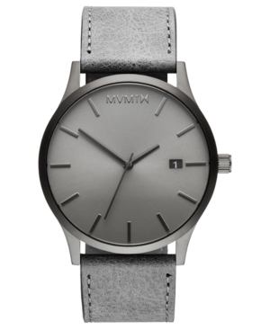 image of Mvmt Classic Monochrome Gray Leather Strap Watch 45mm