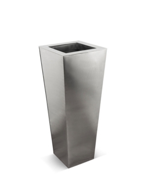 Le Present Satino Classic Tapered Stainless Steel Vase 35.5" In Silver