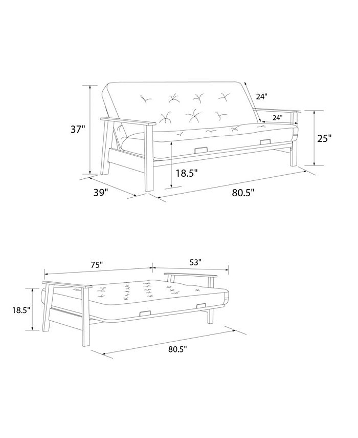 EveryRoom Bea Wood Arm Futon with 6" Coil Mattress Macy's