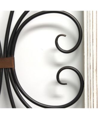 Stratton Home Décor Stratton Home Decor Distressed White Scroll Panel Wall Decor