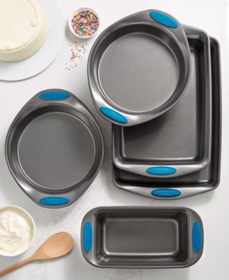 Rachael Ray - Yum-o! Nonstick Oven Lovin' 5-Pc. Bakeware Set, Gray with Marine Blue Handles