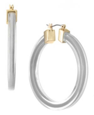image of Trifari Gold-Tone Colored Resin Hoop Earrings
