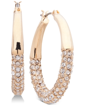image of Anne Klein Small Gold-Tone Pave Hoop Earrings 1