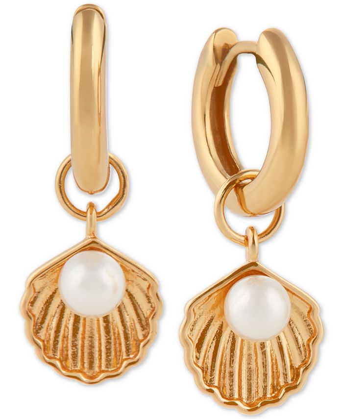 Olivia Burton - Imitation Pearl Sea Shell Charm Hoop Earrings