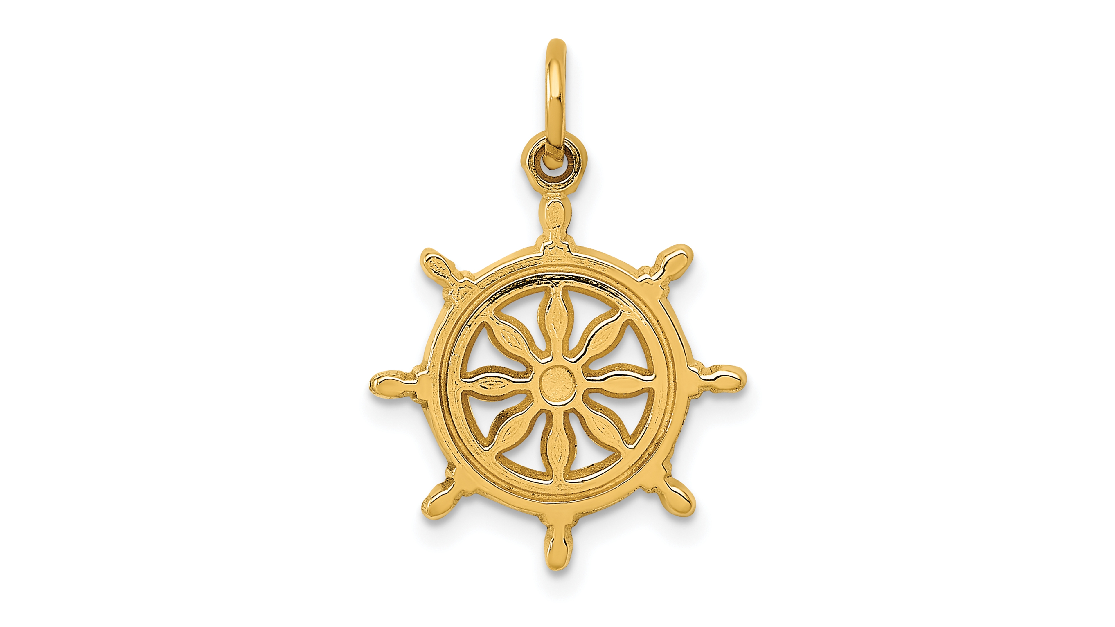 Ship Wheel Charm in 14k Yellow Gold
