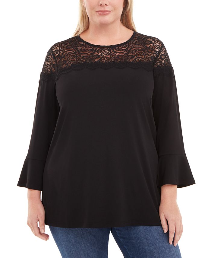 Michael Kors Plus Size LaceYoke BellSleeve Top Macy's