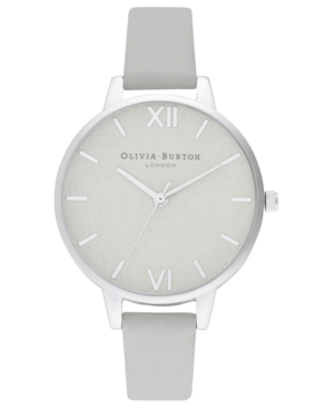 image of Olivia Burton Women-s Gray Leather Strap Watch 34mm