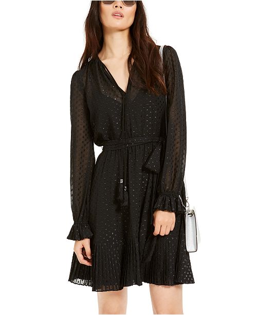 Michael Kors Embellished Sheer Sleeve Dress Reviews Dresses