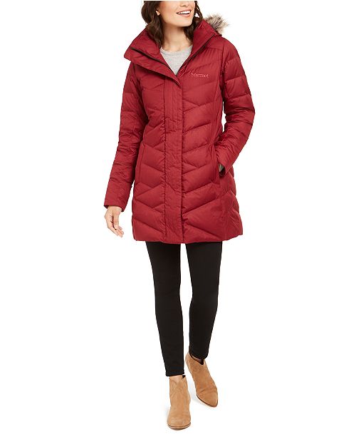 Marmot Women S Strollbridge Hooded Faux Fur Trim Coat Reviews Women Macy S