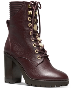 Michael Michael Kors Womens 9.5 Leather Boots Lace Up Round Toe Brown