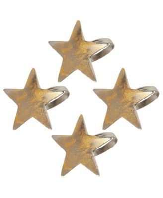 Dinner Napkin Ring with Texture Star Top, Set of 4