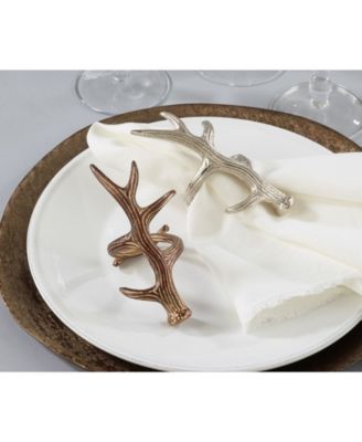 Rustic Napkin Ring With Antler Design, Set of 4