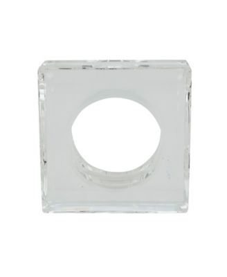 Glass Crystal Doubled Block Napkin Ring, Set of 4