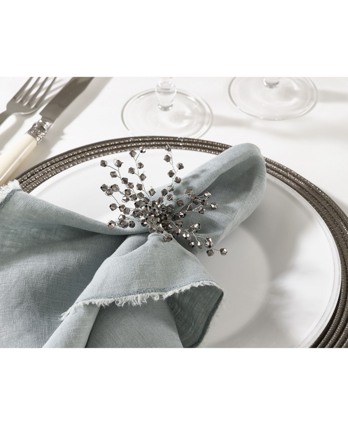 Saro Lifestyle Napkin Ring Collection Beaded Napkin Ring, Set of 4