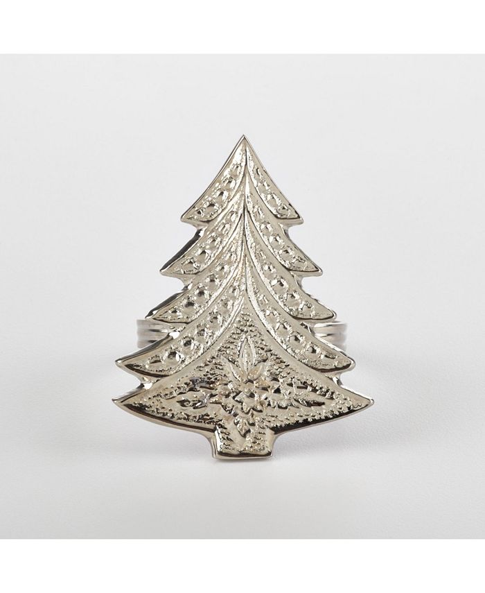 Saro Lifestyle Christmas Tree Design Christmas Tree Napkin Ring, Set of ...