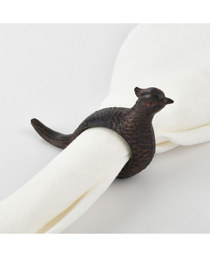 Saro Lifestyle Quail Napkin Ring Pheasant Design Napkin Ring, Set of 4