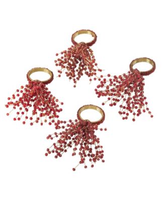 Beaded Spray Design Napkin Ring, Set of 4