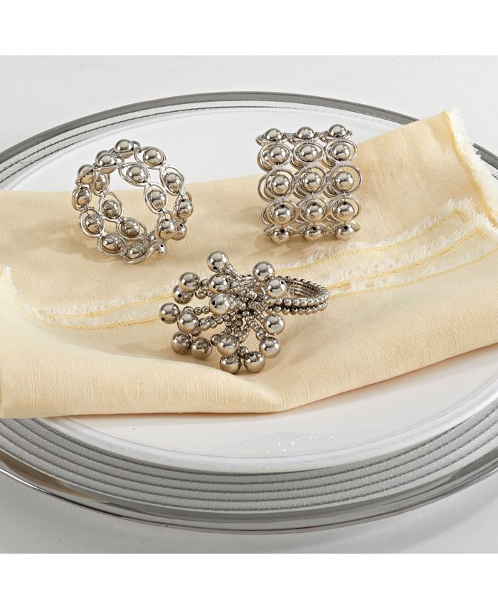 Saro Lifestyle Beaded Ball Napkin Ring, Set of 4 Macy's