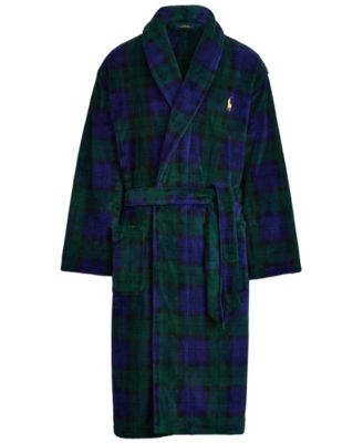 Men's Microfiber Plaid Shawl Collar Robe