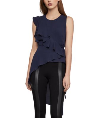 BCBGMAXAZRIA Ruffled High Low Peplum Top Macy s