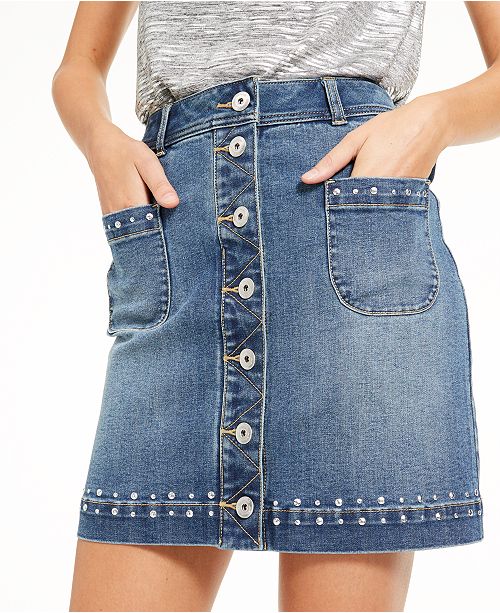 INC International Concepts INC Studded Jean Skirt, Created For Macy's