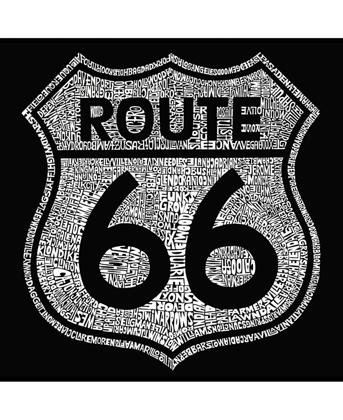 La Pop Art Men's Word Long Sleeve T-Shirt- Route 66