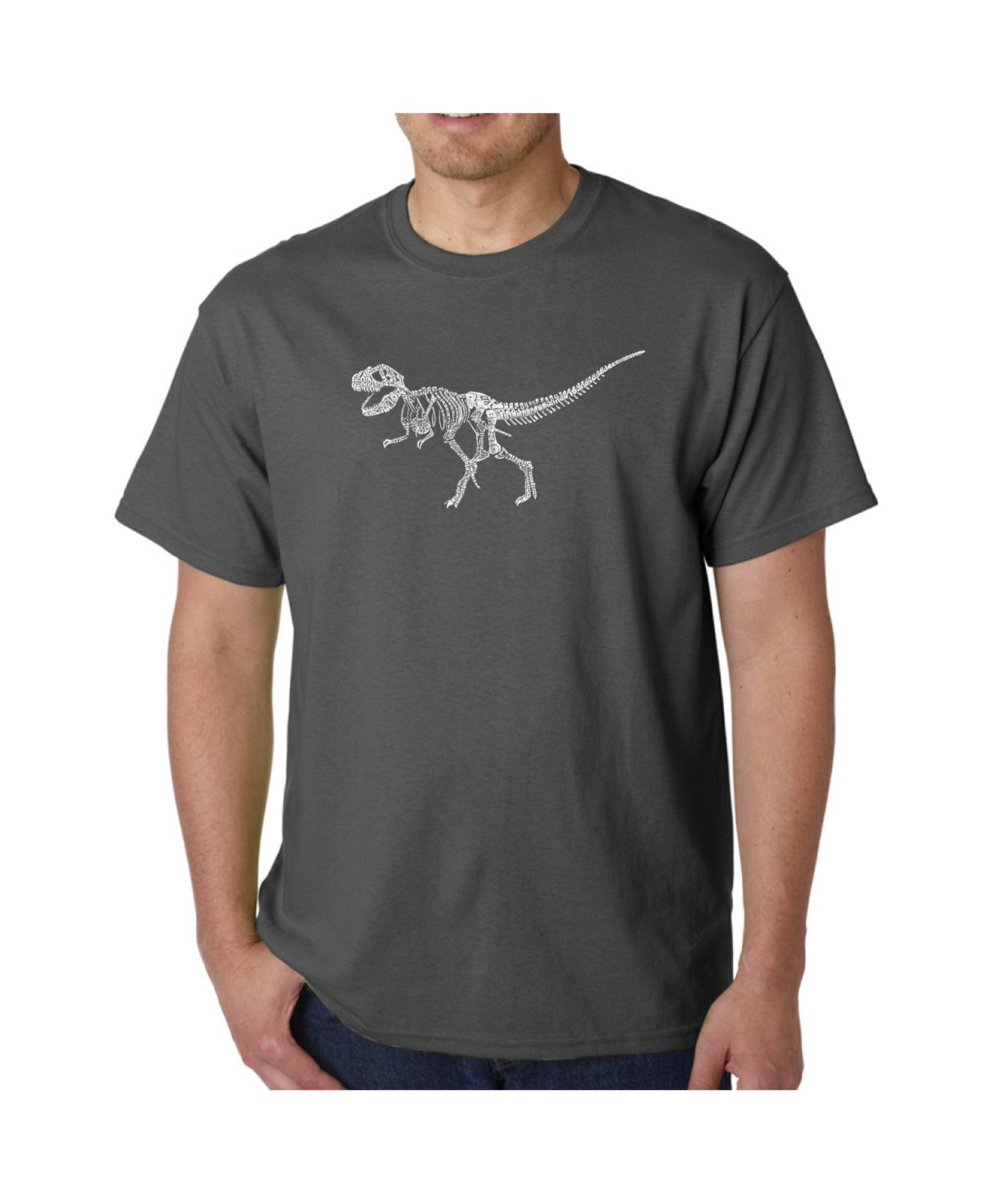 La Pop Art Men's Word Art T-Shirt - Dinosaur T-Rex Skeleton