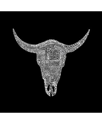 Men's Word Art Long Sleeve T-Shirt - Cowskull Country Hits