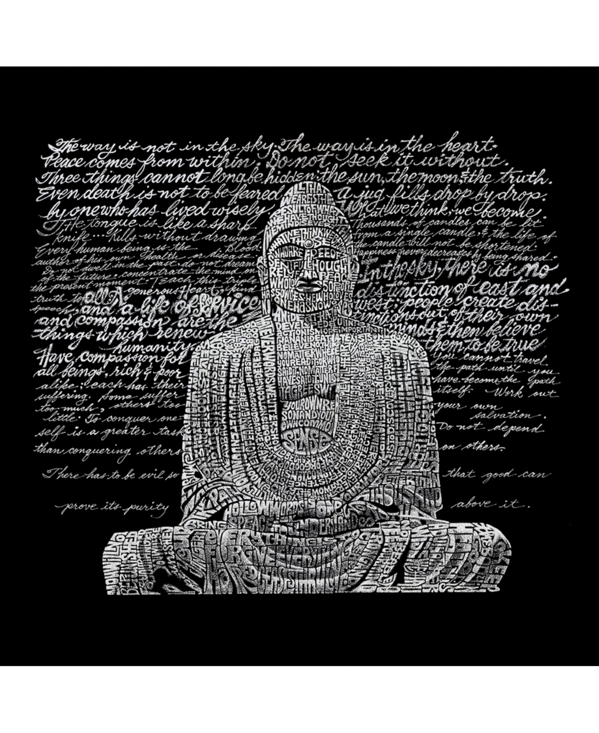 La Pop Art Men's Word Art Long Sleeve T-Shirt - Zen Buddha