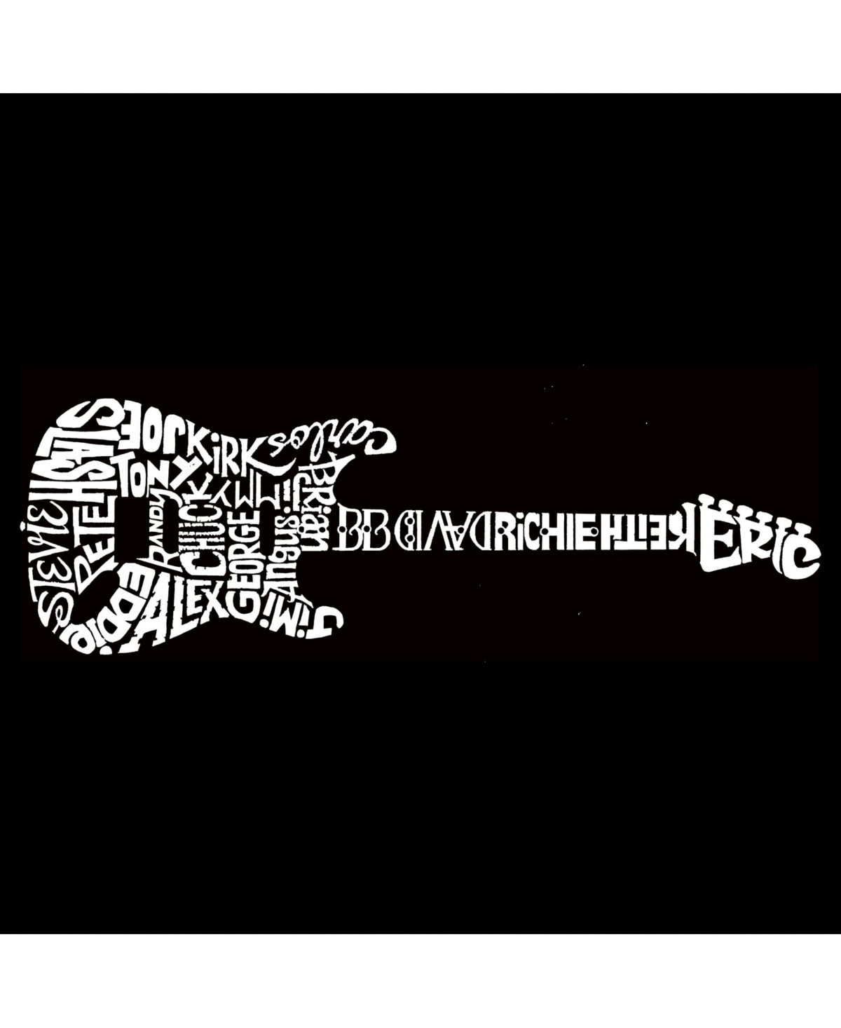 La Pop Art Men's Word Art T-Shirt - Rock Guitar Body Word Art