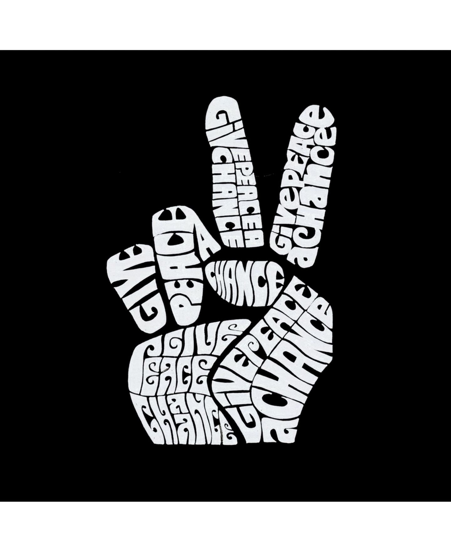 Мужская футболка LA Pop Art Cotton/Poly Blend Word Art - Peace Fingers, цвет: Чёрный — фото 2