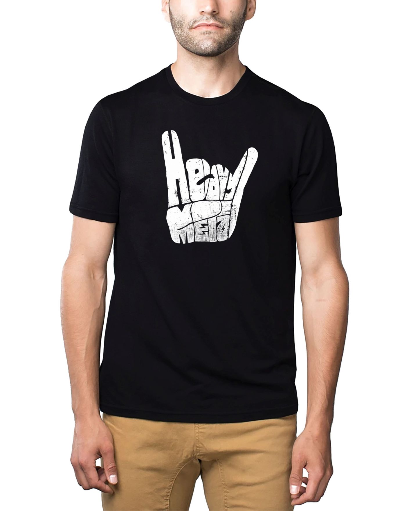 Мужская футболка LA Pop Art Cotton/Poly Blend Word Art - Heavy Metal, цвет: Чёрный — фото 1