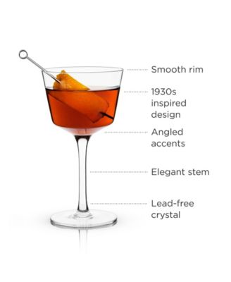 Raye Angled Crystal Nick & Nora Glasses Set of 2, 6 Oz