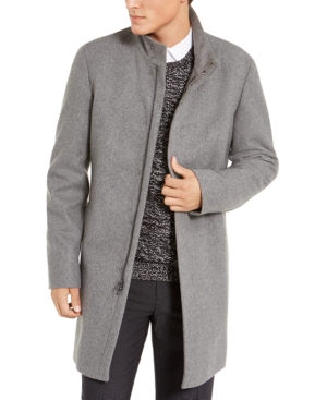 Shop Calvin Klein Men's Mayden Slim-fit Overcoat In Grey