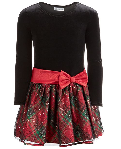 Bonnie Jean Toddler Girls Velvet Glitter Plaid Dress Reviews