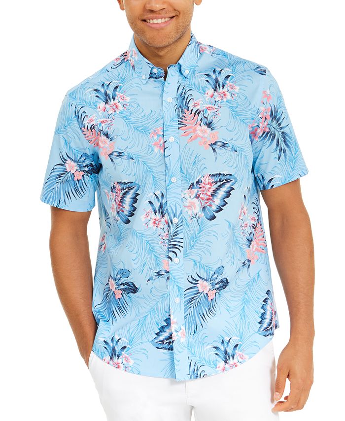 Club Room Men's Winslow Tropical Print Graphic Shirt, Created for Macy ...