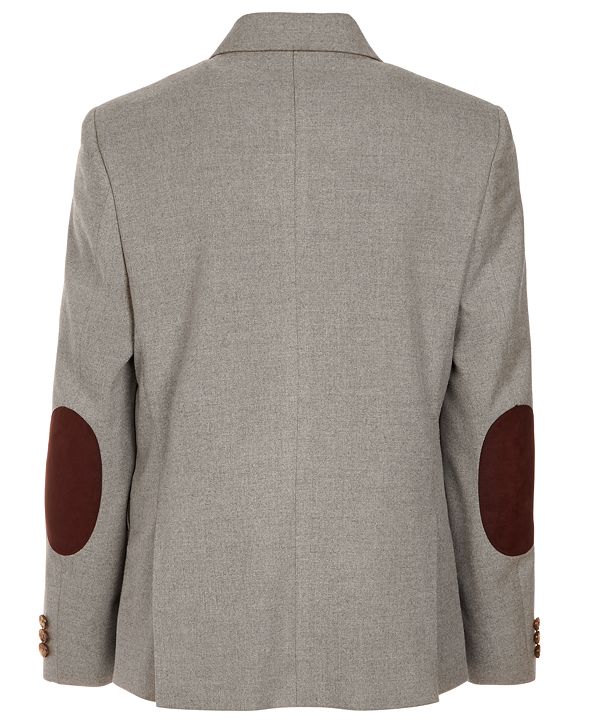 Ralph Lauren Big Boys Gray Solid Sport Coat with FauxSuede Elbow