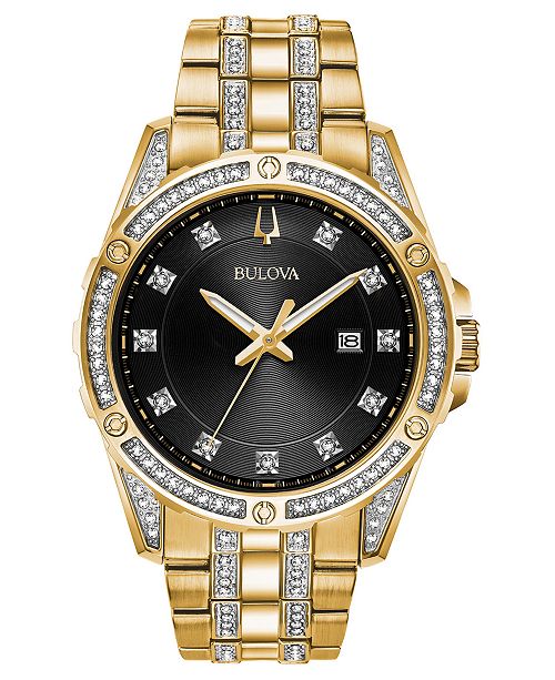 Bulova Men's Gold-Tone Stainless Steel & Swarovski Crystal Bracelet