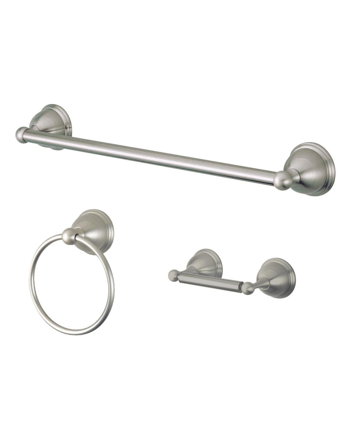 Kingston Brass Restoration 3-Pc. Bathroom Accessory Combo in Brushed Nickel Bedding