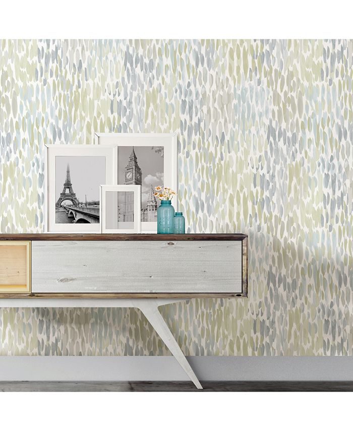 NuWallpaper 20.5" x 216" Blue Make It Rain Peel Stick Wallpaper Macy's