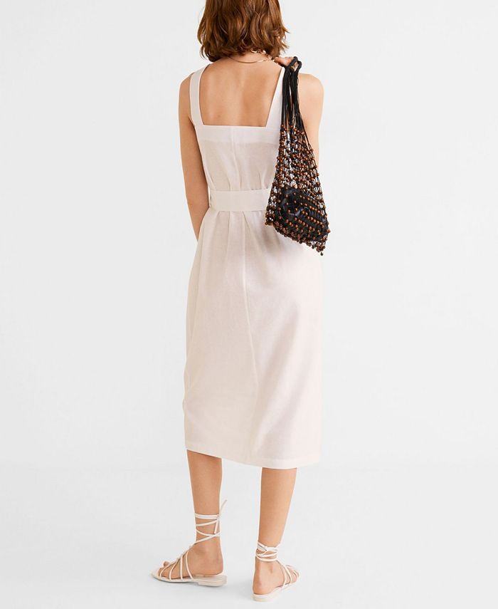 MANGO Linen Strap Dress - Macy's