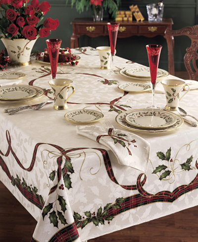 Lenox Holiday Nouveau Jacquard Damask Table Linen Collection