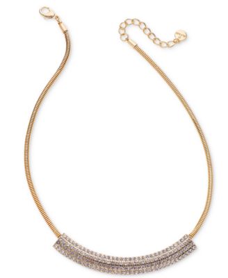 Alfani - Pav&eacute; Curved Bar Collar Necklace, 17" + 2" extender