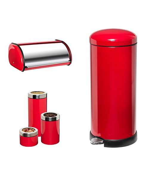 Honey Can Do Retro Kitchen Trash Can Bread Box And 3 Piece