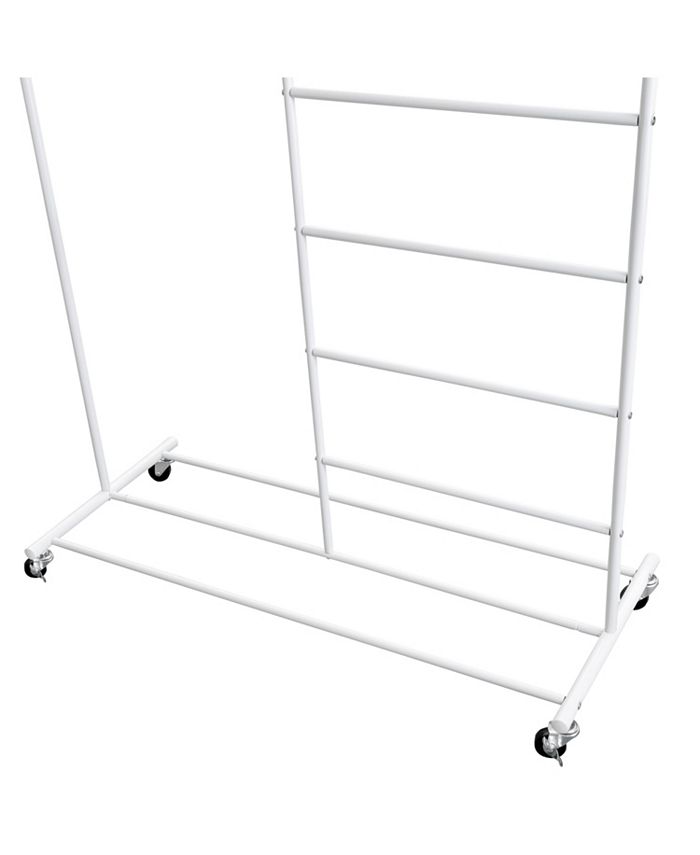 Honey Can Do - Rolling Multi-Section T-Bar Clothes Drying Rack, White